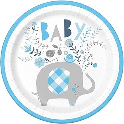 Blue Elephant 9" Paper Plate