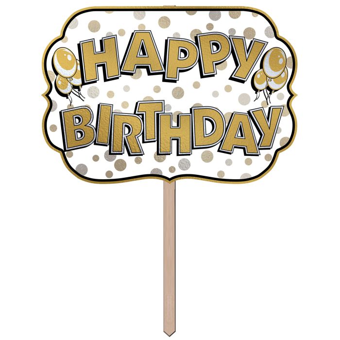 Gold Foil Happy Birthday Yard Sign