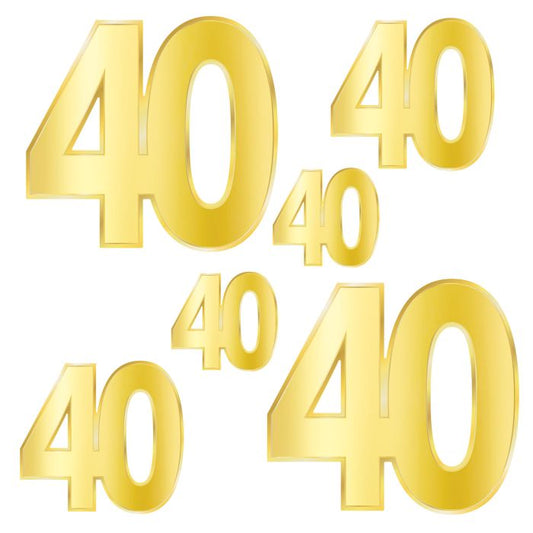 40th Birthday Gold Cutouts - 6ct.