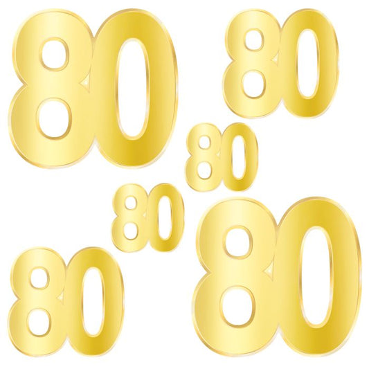 80th Birthday Gold Cutouts - 6ct.