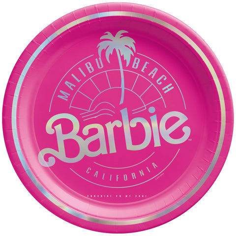 Malibu Barbie 7" Round Metallic Plates