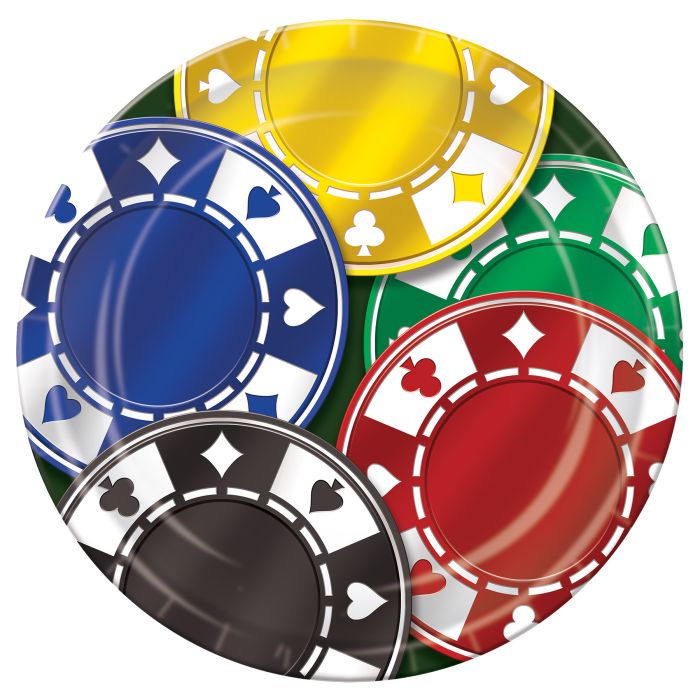 Poker Chip 9" Paper Plates - 8ct.
