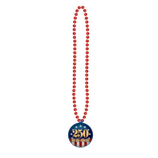 Semiquincentennial R/W/B Beaded Necklace