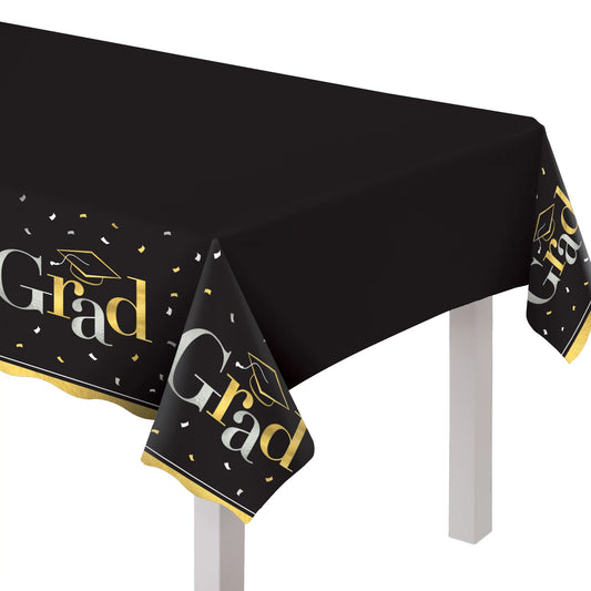 Class Dismissed Black Grad Plastic Tablecover - 54" x 102"