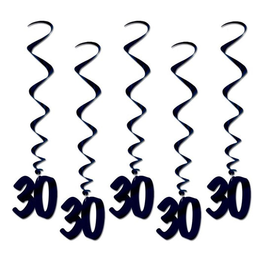 Black 30 Birthday Whirls - 5ct.