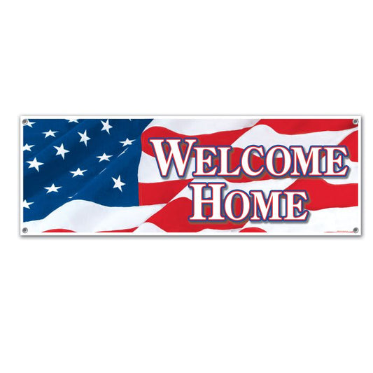 Patriotic "Welcome Home" Sign Banner - 5' x 21"