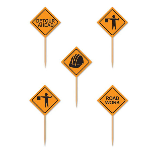 Construction Sign Party Picks - 50ct.