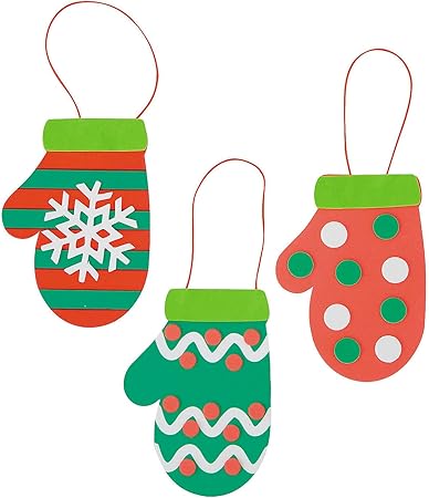 12ct. Christmas Mitten Foam Ornament Craft Kit
