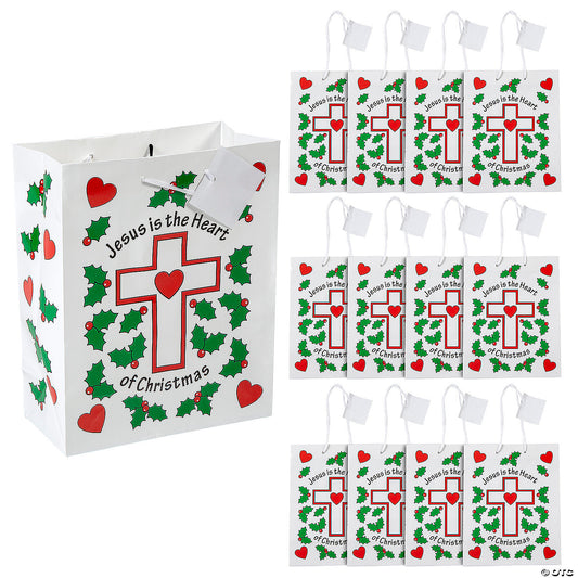Medium Jesus is the Heart of Christmas Paper Gift Bags