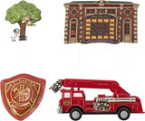 FIRETRUCK AND STATION CAKE TOPPER