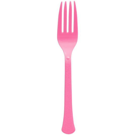 BRIGHT PINK 20CT PLASTIC FORKS