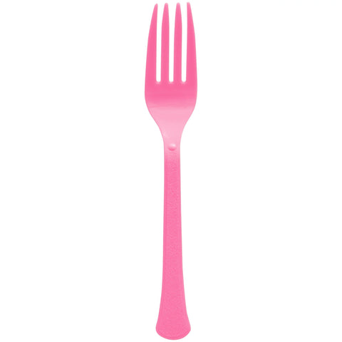 BRIGHT PINK 20CT PLASTIC FORKS