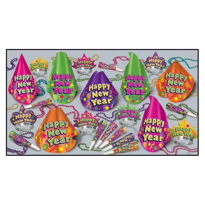 Color-Brite Assorted New Years Kit for 50 People