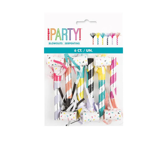 Colorful Fringe Party Blowouts - 6ct.