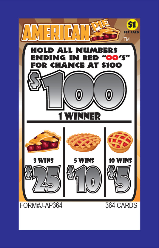 AMERICAN PIE PULL TAB 364 TICKETS