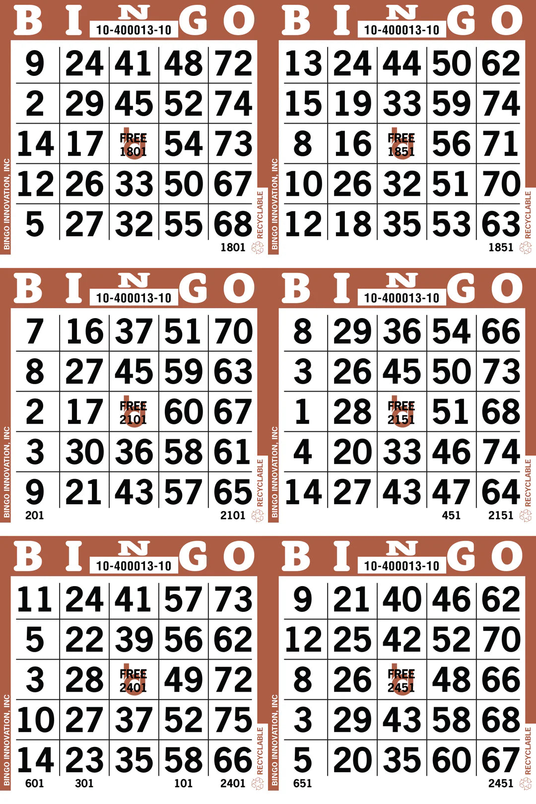 Bingo Paper - 6V 500pcs.