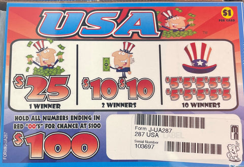 USA PULL TAB 287 TICKETS