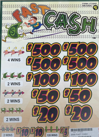 FAST CASH PULL TAB, 3990 TICKETS