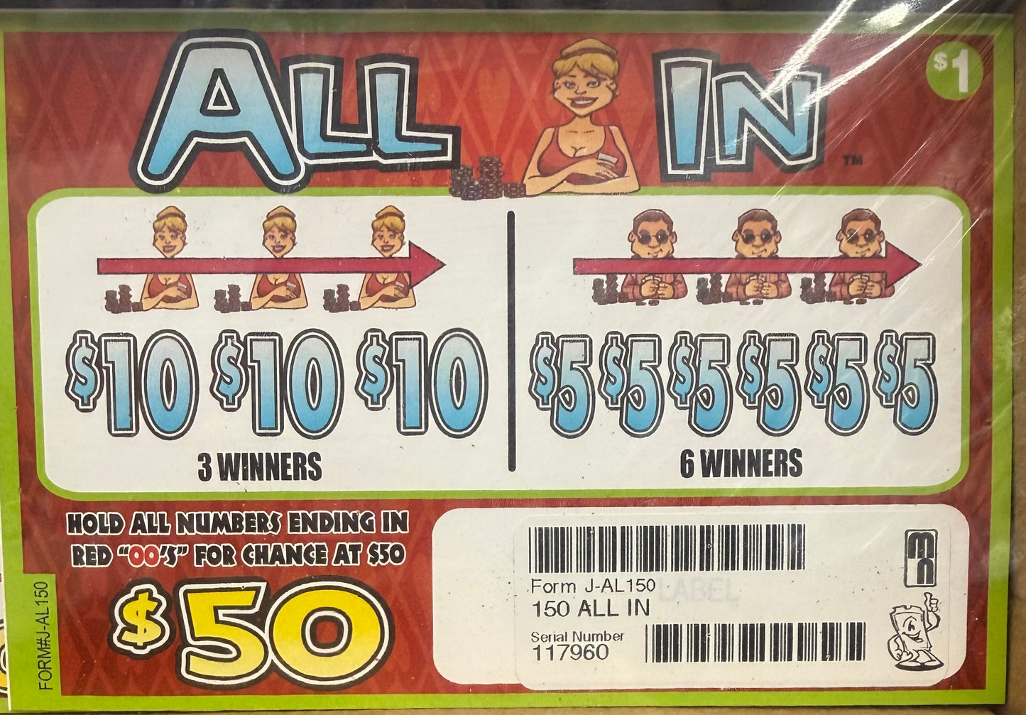 ALL IN PULL TAB 150 TICKETS