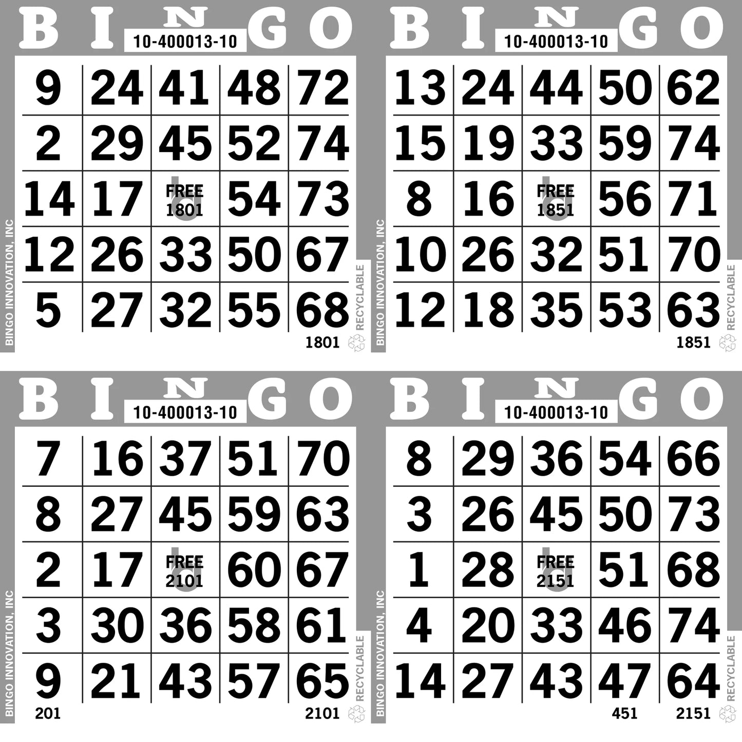 Bingo Paper 4ON - 750pcs.
