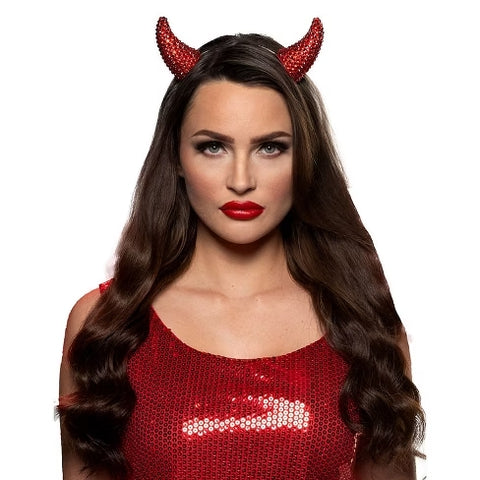 Rhinestone Devil Clip In Horns