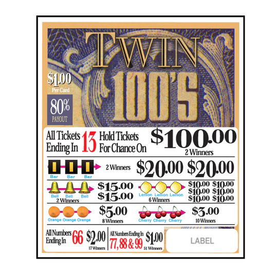 TWIN 100'S PULL TAB, 600 TICKETS