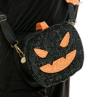 Black Rhinestone Pumpkin Purse
