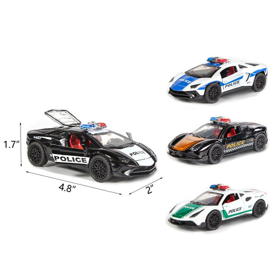 Pull Back Diecast Police Car w/Lights & Sound