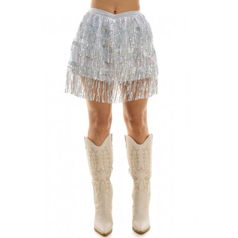 Silver Sequin Skirt