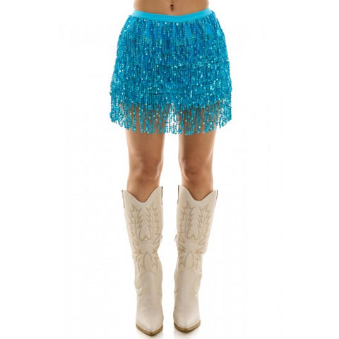 Blue Sequin Skirt