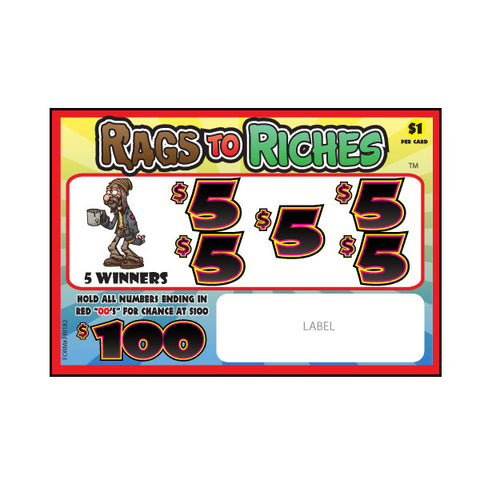 RAGS TO RICHES PULL TAB 182 TICKETS