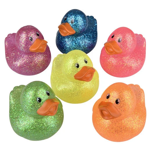 4" Colorful Glitter Rubber Duck