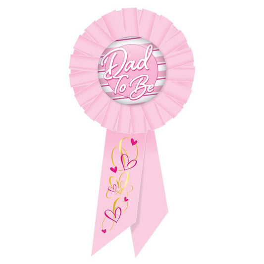 Pink "Dad to Be" Rosette Button - 3¼" x 6½"