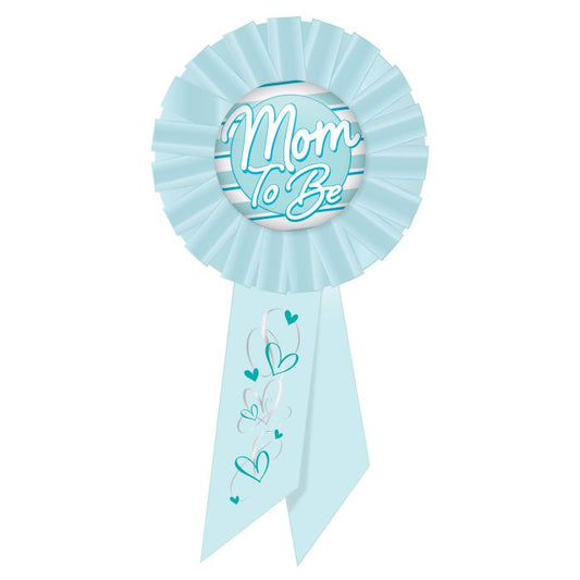 Blue "Mom to Be" Rosette Button - 3¼" x 6½"
