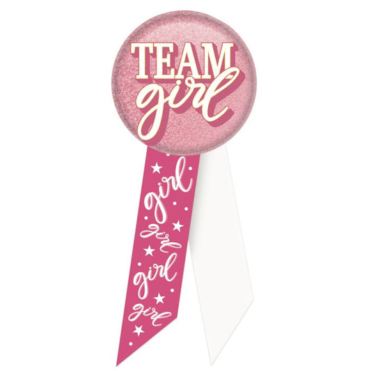 Team Girl Rosette Button - 2" x 5½"