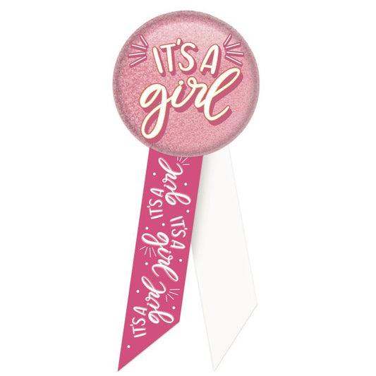 "It's A Girl" Pink Rosette - 2" x 5½"