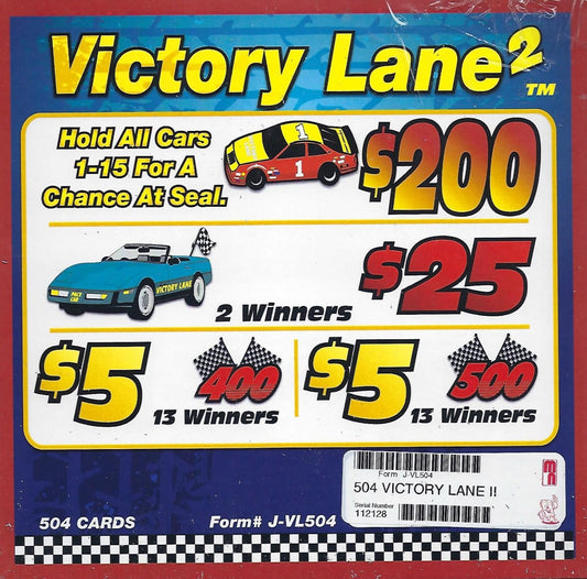 VICTORY LANE PULL TAB, 504 TICKETS