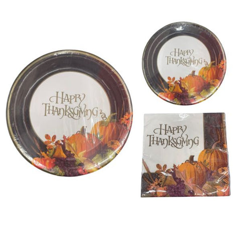 Happy Thanksgiving Value Paper Plates & Napkins