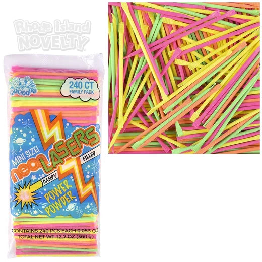 Neon Laser Candy Filled Straws - 240pcs.