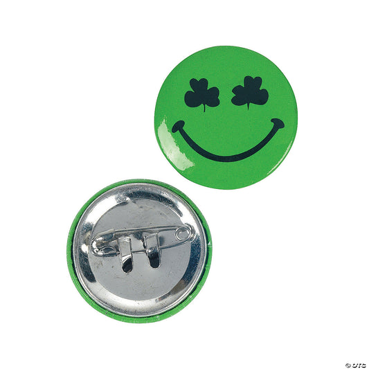 Mini Shamrock Smile Face Buttons - 48ct.