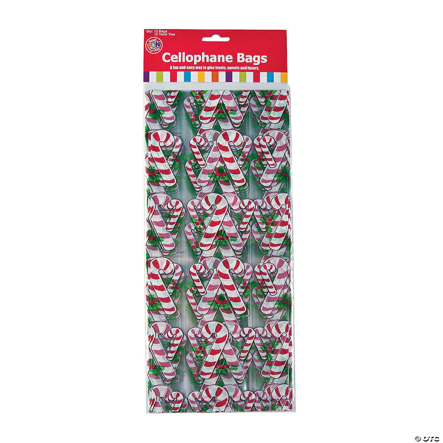 Candy Cane Cellophane Bags