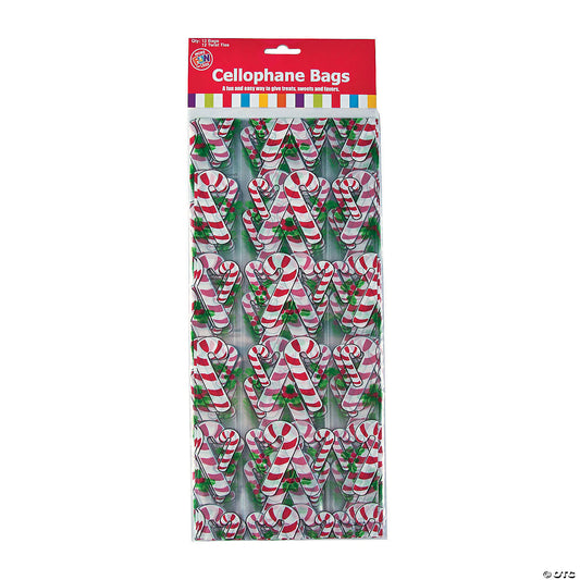 Candy Cane Cellophane Bags