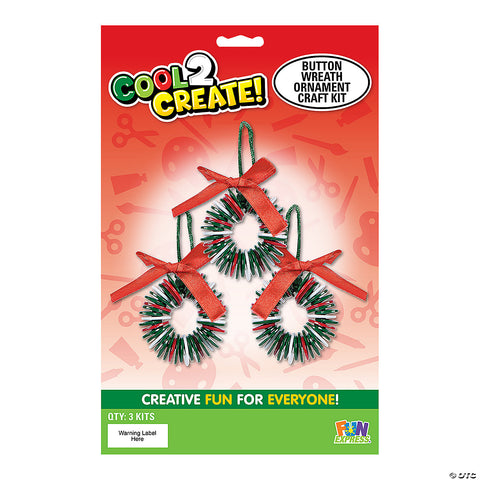 Green & Red Button Wreath Ornament Craft Kit