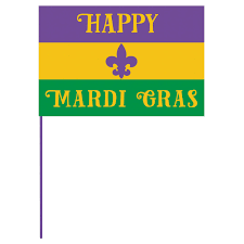 Happy Mardi Gras Flag on Stick