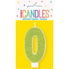 Glitter Number "0" Candle