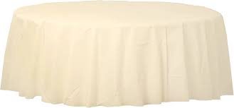 Vanilla Cream 84" Round Plastic Tablecover