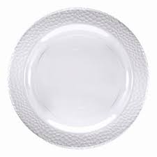 Heavyweight 10" Clear Plastic Plates with Pebble Trim - 10ct.