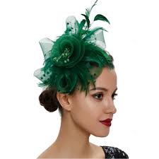 Green Fascinator w/Beads