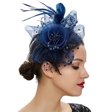 Navy Blue Fascinator w/Beads