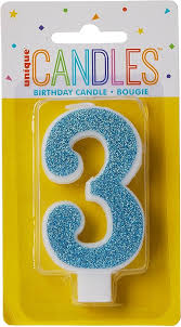 Glitter Number "3" Candle
